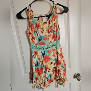 As U Wish Floral Mini Dress - Orange and Green